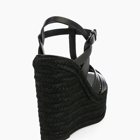 Saint Laurent Black Tribute Espadrille Wedge Sandals Size 37 - Picture 3 of 9